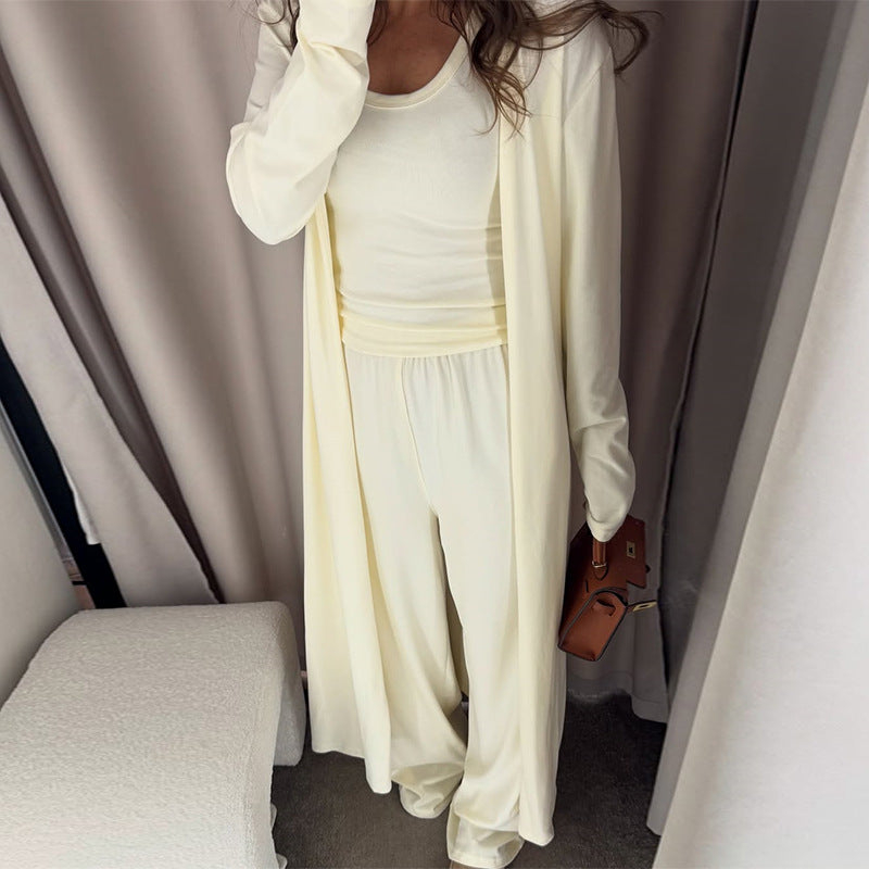 Women's clothing three-piece set long jacket vest wide-leg trousers suit club clothing