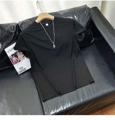 Short Sleeve T-Shirt Lightweight Streetwear Brand Slim Fit Round Neck Casual