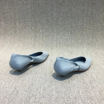 Women's Summer Footwear Moccasins Blue Low Heel Elegant Pointed Toe High Quality Popular Young