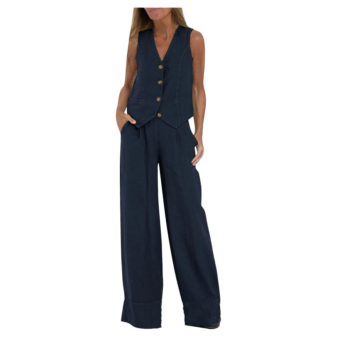Women's Clothing Vest Pants Collage Splicing Pure Sleeveless Color Temperament