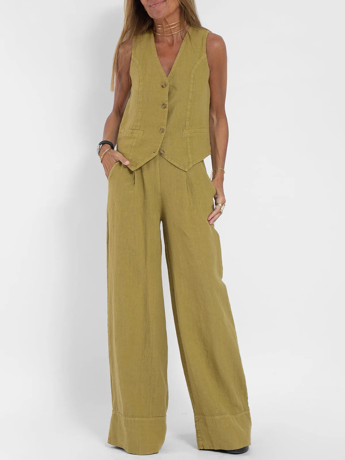 Women's Clothing Vest Pants Collage Splicing Pure Sleeveless Color Temperament