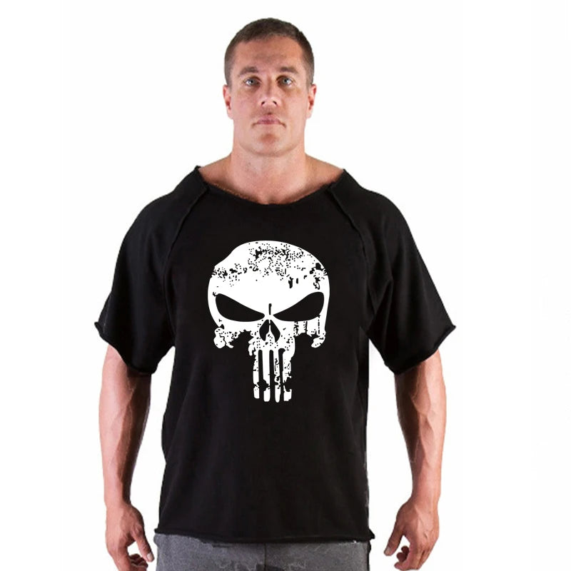 T-shirt Male Loose Vintage Cotton Summer Top Breathable Tops Running Gym