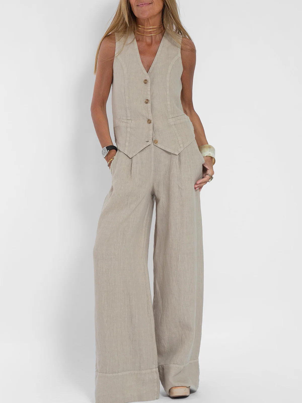 Women's Clothing Vest Pants Collage Splicing Pure Sleeveless Color Temperament