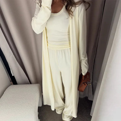 Women's clothing three-piece set long jacket vest wide-leg trousers suit club clothing