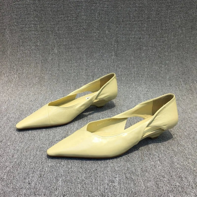 Women's Summer Footwear Moccasins Blue Low Heel Elegant Pointed Toe High Quality Popular Young