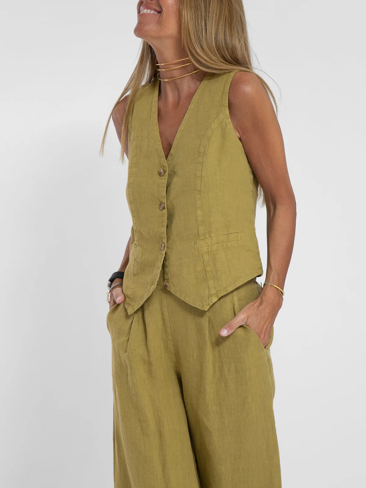 Women's Clothing Vest Pants Collage Splicing Pure Sleeveless Color Temperament