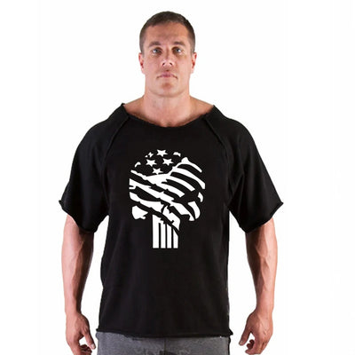 T-shirt Male Loose Vintage Cotton Summer Top Breathable Tops Running Gym