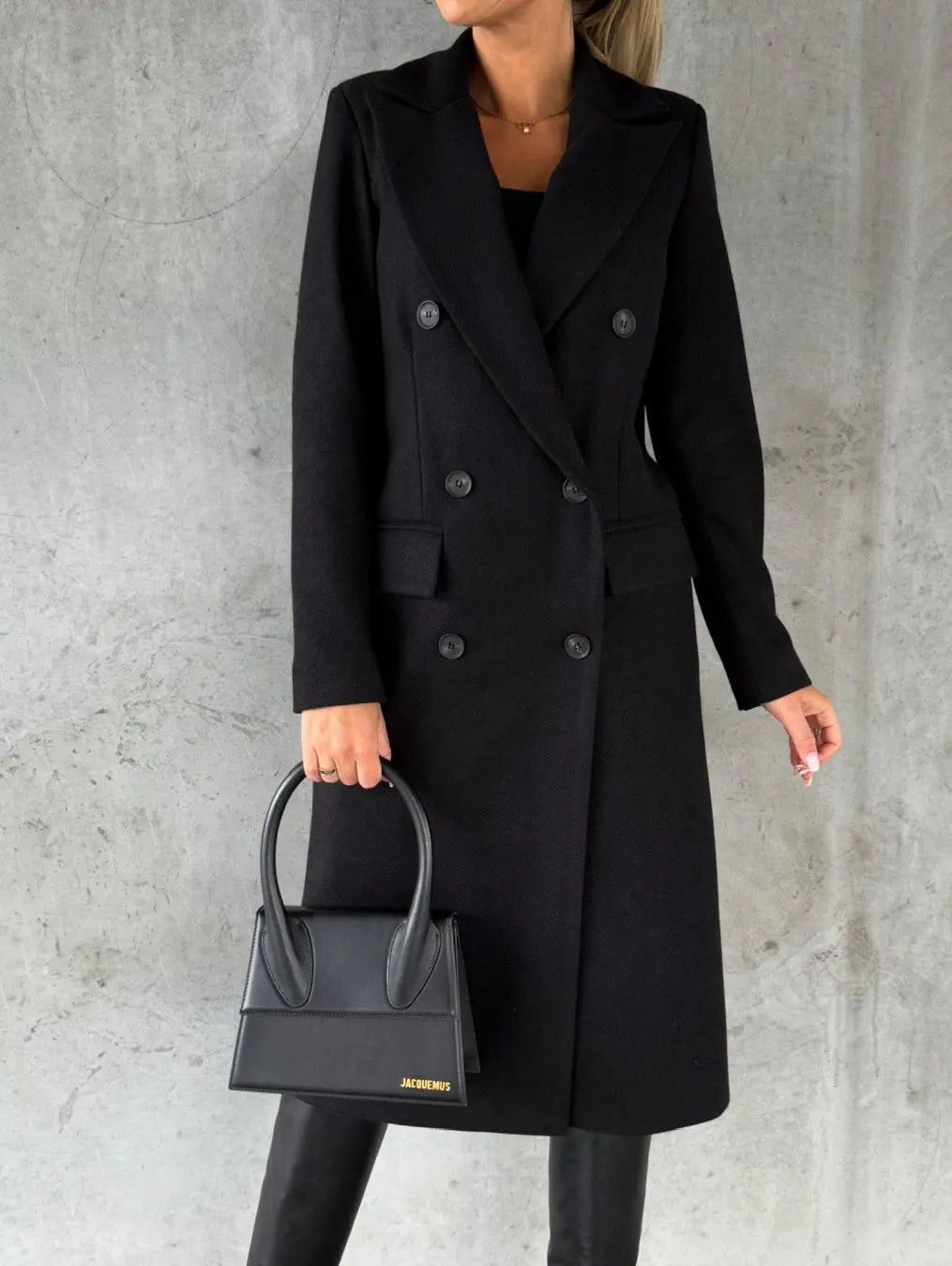 Women's Clothing Simple Long-sleeved Double-breasted Woolen Coat for Women
