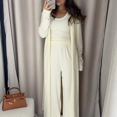 Women's clothing three-piece set long jacket vest wide-leg trousers suit club clothing