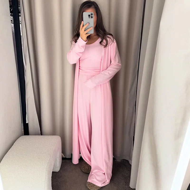 Women's clothing three-piece set long jacket vest wide-leg trousers suit club clothing