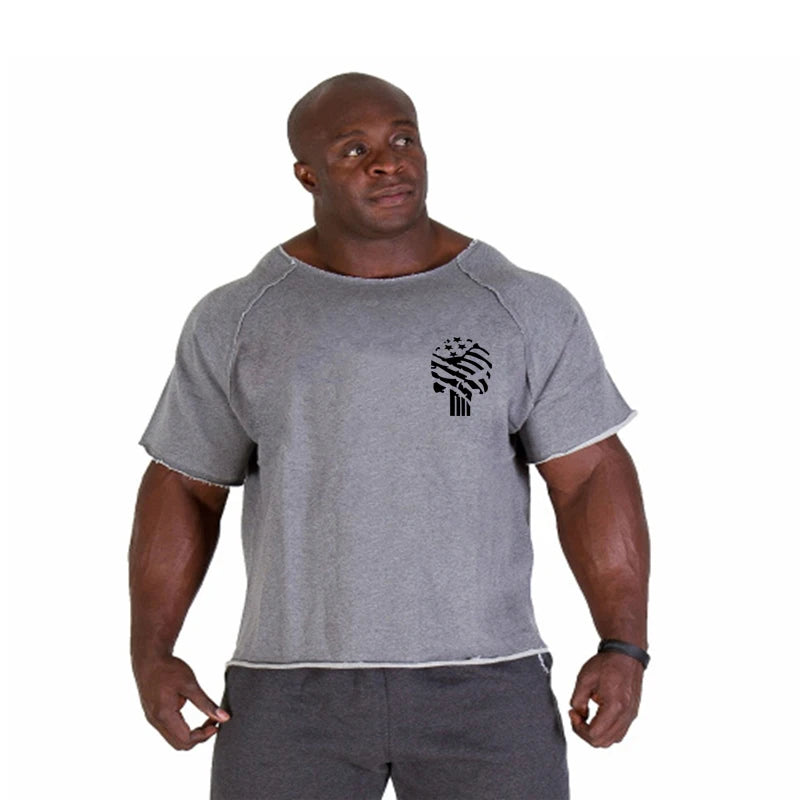 T-shirt Male Loose Vintage Cotton Summer Top Breathable Tops Running Gym