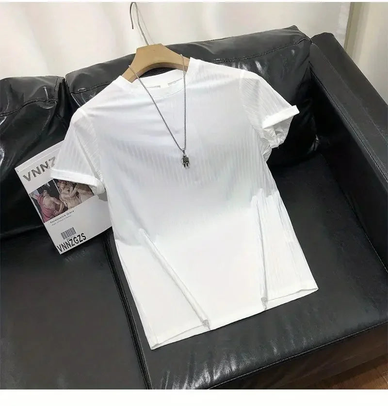 Short Sleeve T-Shirt Lightweight Streetwear Brand Slim Fit Round Neck Casual