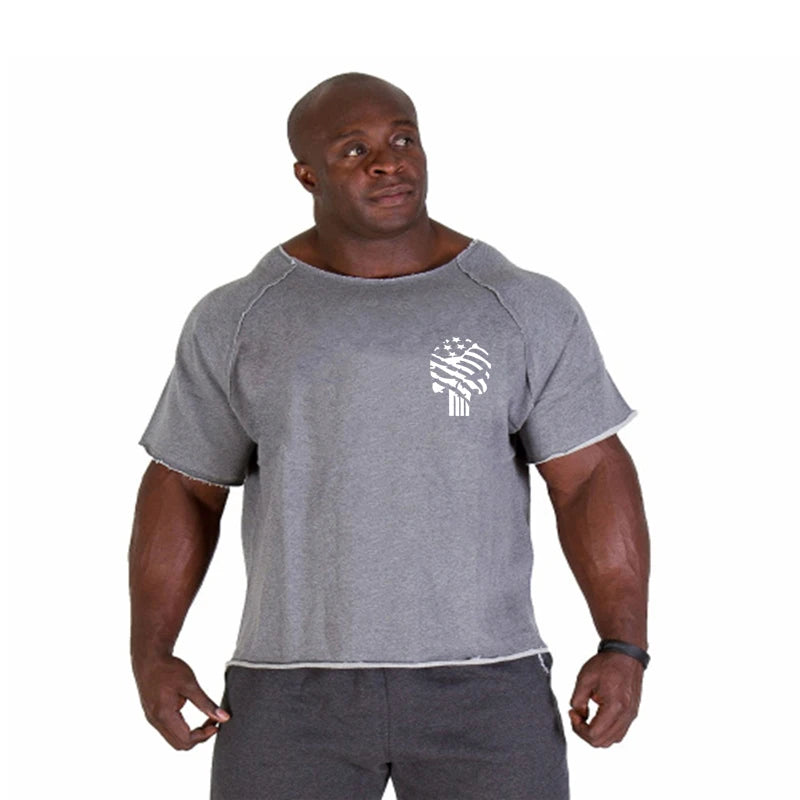 T-shirt Male Loose Vintage Cotton Summer Top Breathable Tops Running Gym