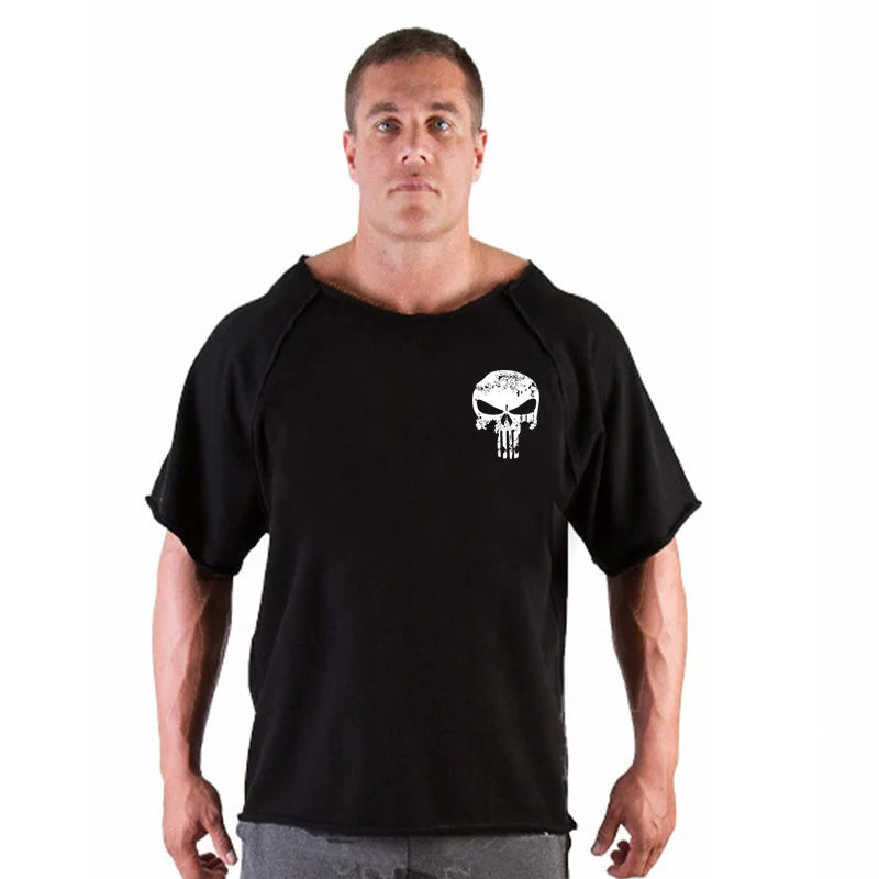 T-shirt Male Loose Vintage Cotton Summer Top Breathable Tops Running Gym