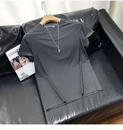 Short Sleeve T-Shirt Lightweight Streetwear Brand Slim Fit Round Neck Casual