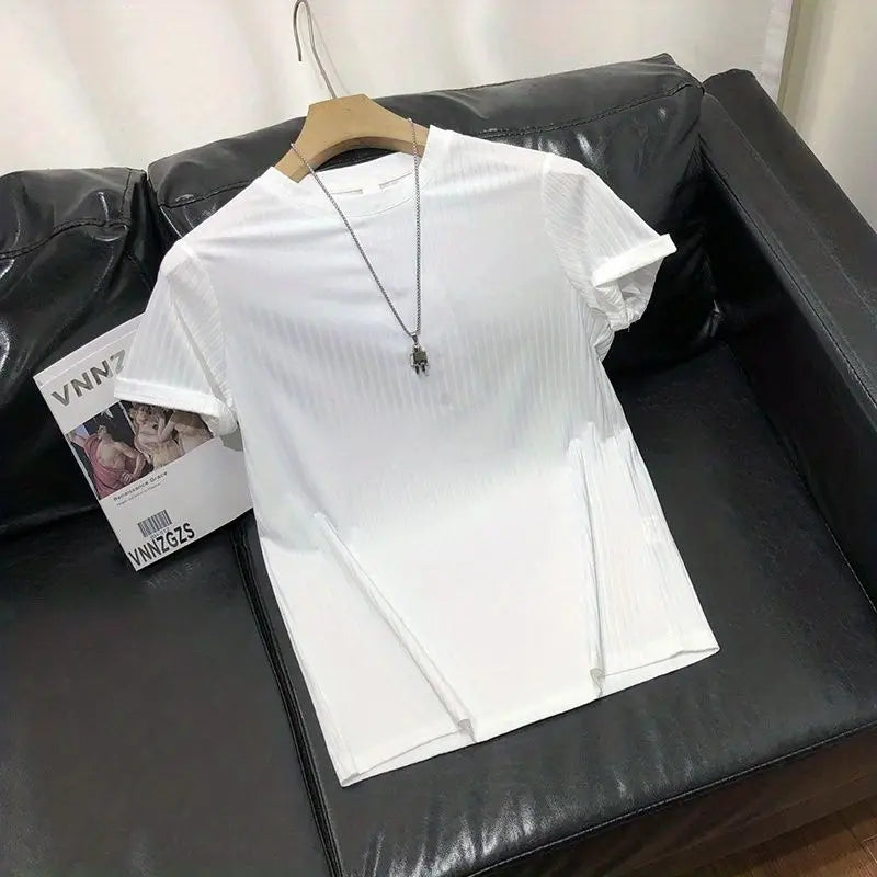 Short Sleeve T-Shirt Lightweight Streetwear Brand Slim Fit Round Neck Casual