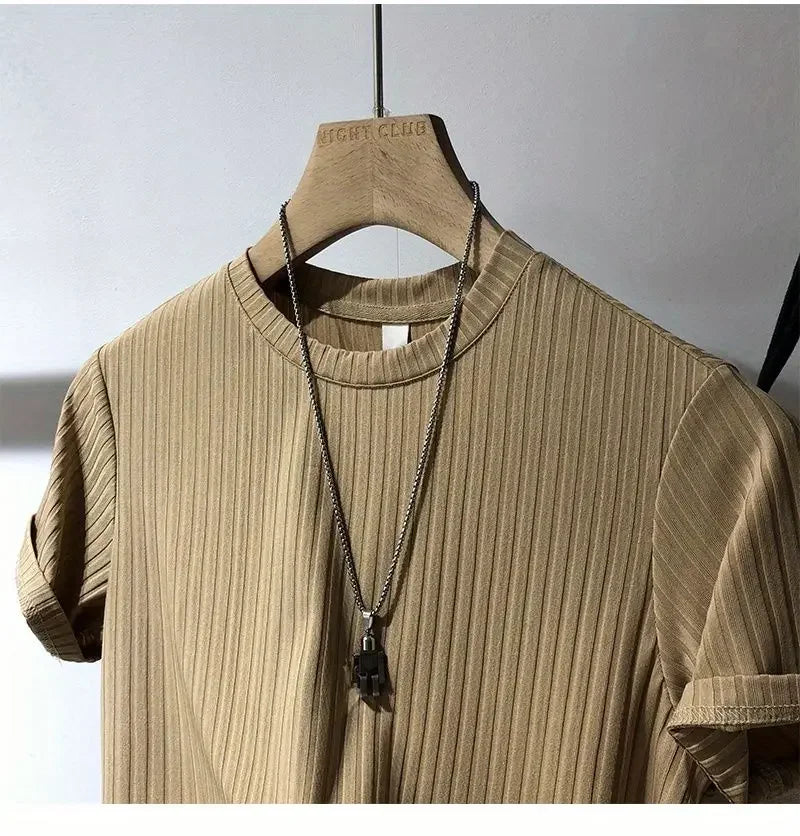 Short Sleeve T-Shirt Lightweight Streetwear Brand Slim Fit Round Neck Casual