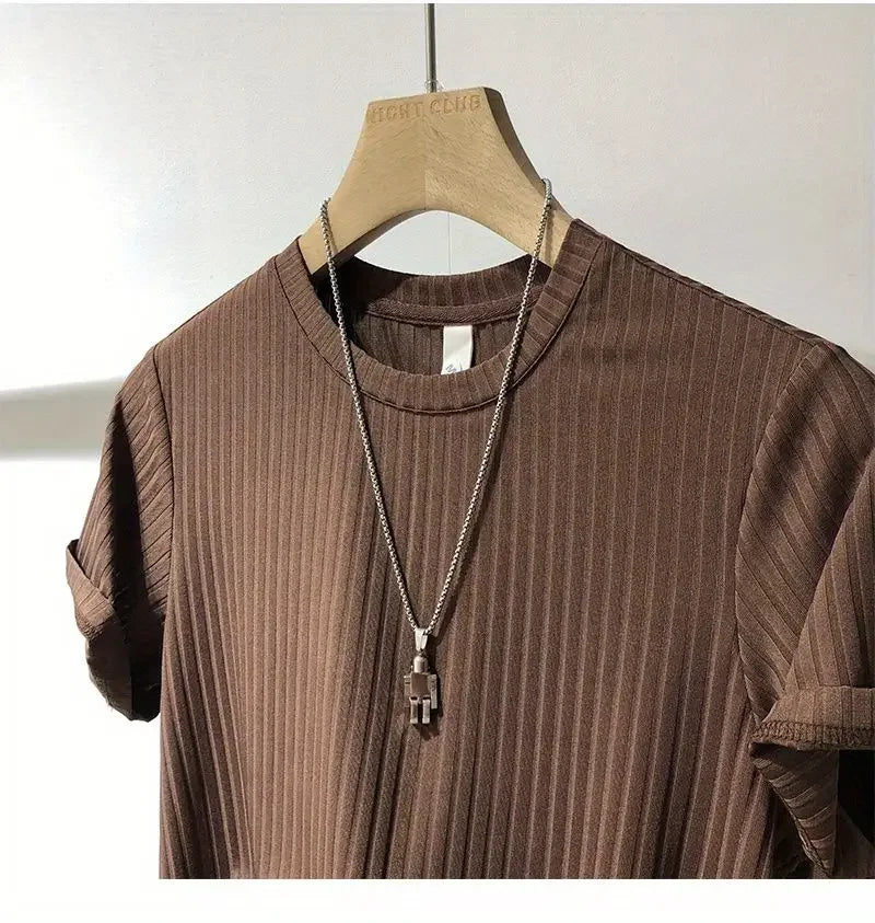 Short Sleeve T-Shirt Lightweight Streetwear Brand Slim Fit Round Neck Casual