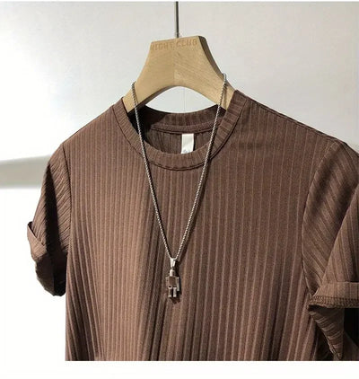 Short Sleeve T-Shirt Lightweight Streetwear Brand Slim Fit Round Neck Casual