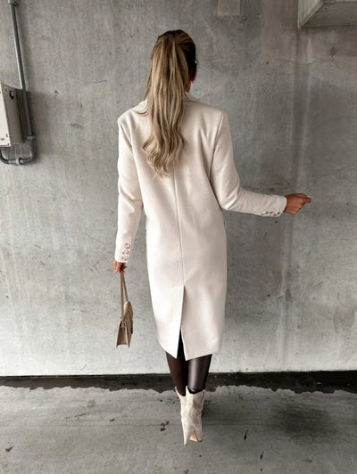 Women's Clothing Simple Long-sleeved Double-breasted Woolen Coat for Women