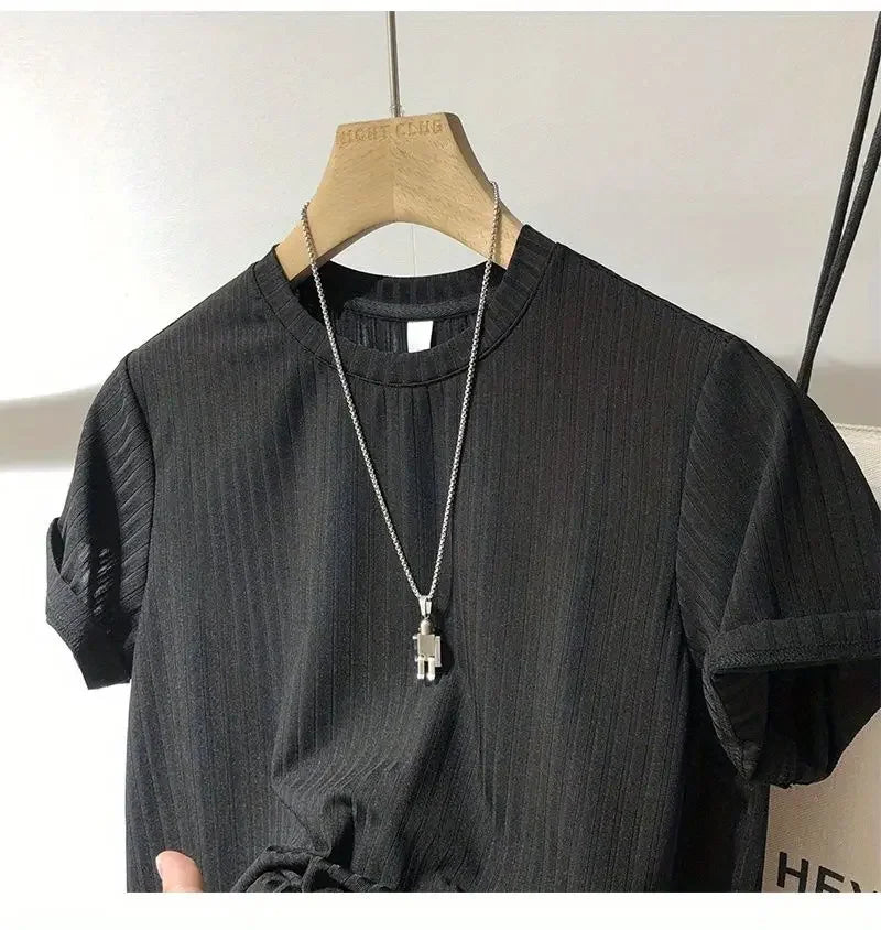 Short Sleeve T-Shirt Lightweight Streetwear Brand Slim Fit Round Neck Casual