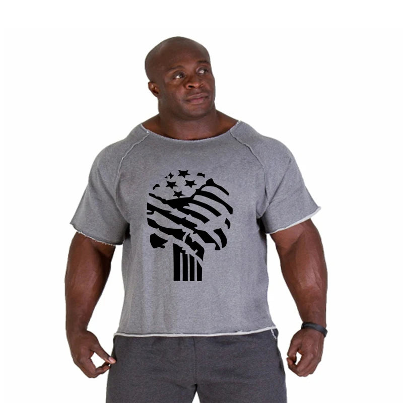 T-shirt Male Loose Vintage Cotton Summer Top Breathable Tops Running Gym