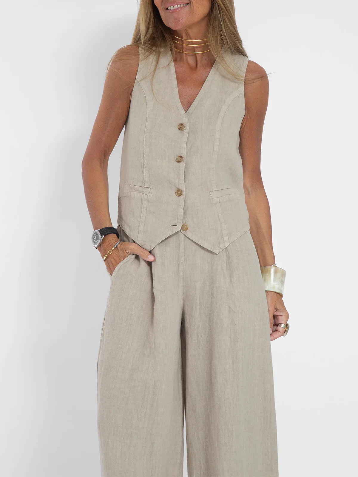 Women's Clothing Vest Pants Collage Splicing Pure Sleeveless Color Temperament
