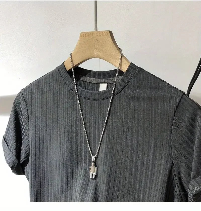 Short Sleeve T-Shirt Lightweight Streetwear Brand Slim Fit Round Neck Casual