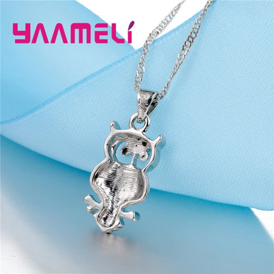 Shining Full African AAA Crystal Owl Pendant Necklace Earrings Sets Women Best Gifts