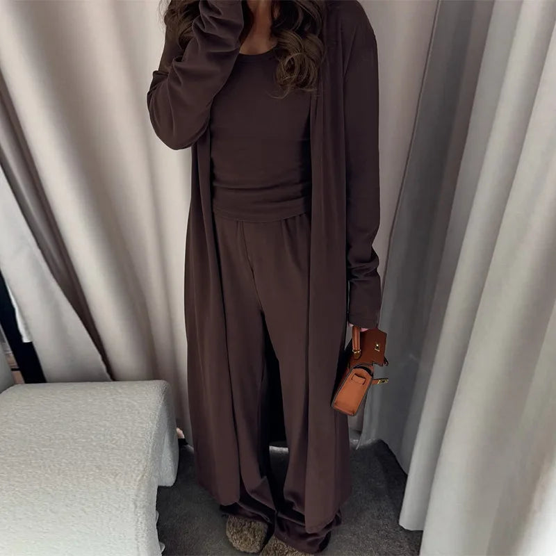 Women's clothing three-piece set long jacket vest wide-leg trousers suit club clothing