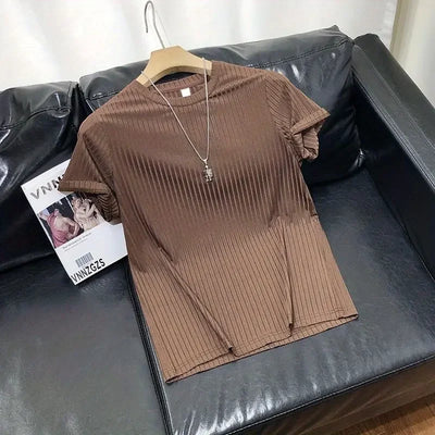 Short Sleeve T-Shirt Lightweight Streetwear Brand Slim Fit Round Neck Casual